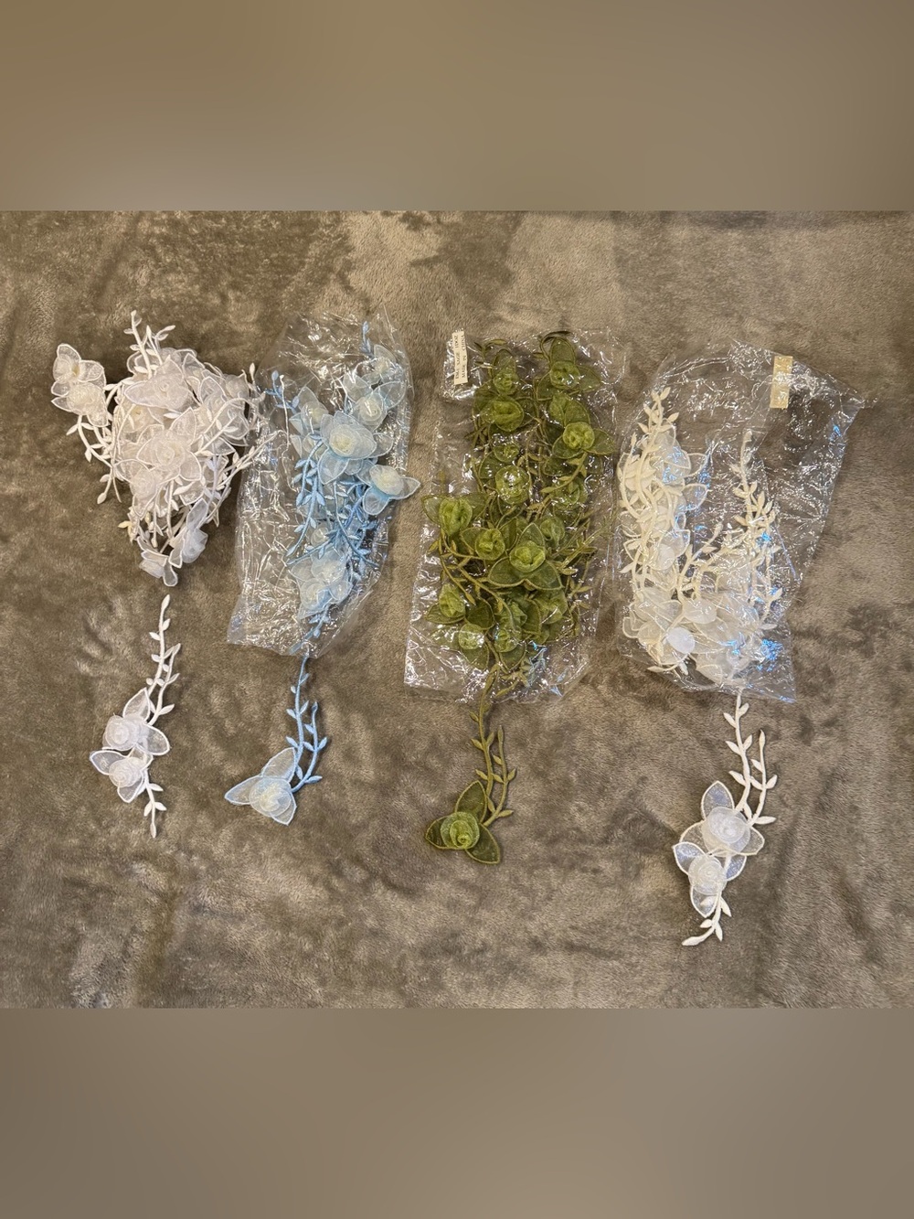Decorative Green and Light Blue Floral Garland - Home Accents